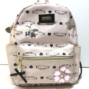 Betsey Johnson Pink Pebble Leather Backpack Bag